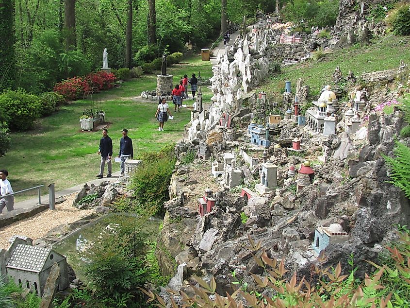 View of the Ave Maria Grotto in Cullman, Alabama.