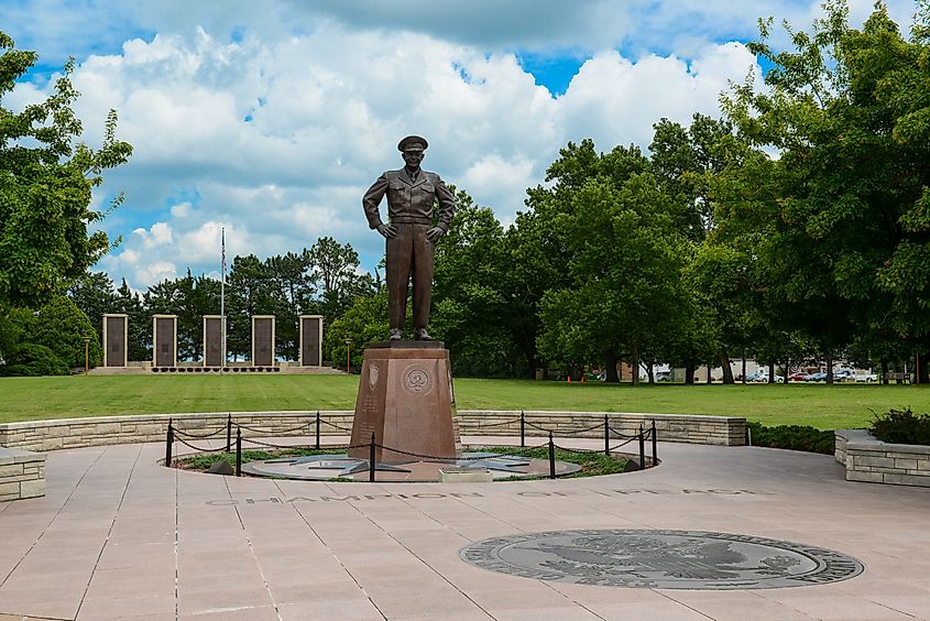 Monument of President Eisenhower in a park in Abilene, Kansas. 