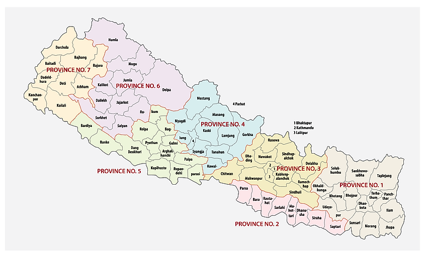 Nepal Full Map With 75 Districts Nepal Maps & Facts - World Atlas