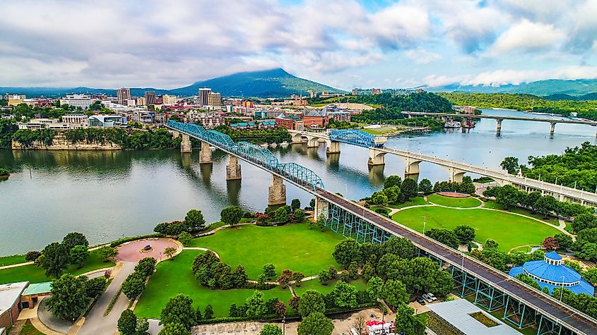 Aerial view of Chattanooga, Tennessee.