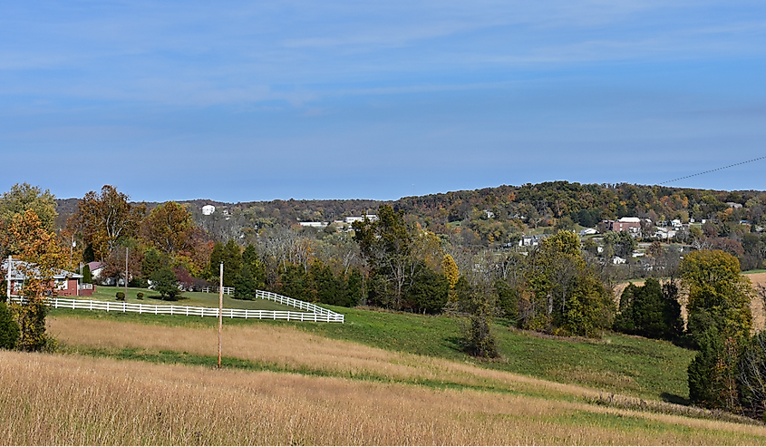 Landscape photo of Paoli, Indiana from the hillside