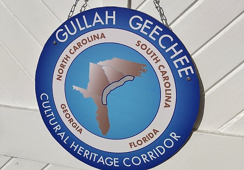 Sign for the Gullah Geechee Cultural Heritage Corridor in the states of North Carolina, South Carolina, Georgia and Florida.