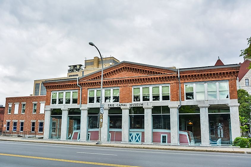 View of the Syracuse Weighlock Building, housing the Erie Canal Museum in Syracuse, NY. 