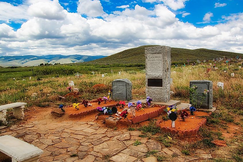 Photo taken of Sacajawea's Grave in the Sacajawea Cemetery at Fort Washakie.