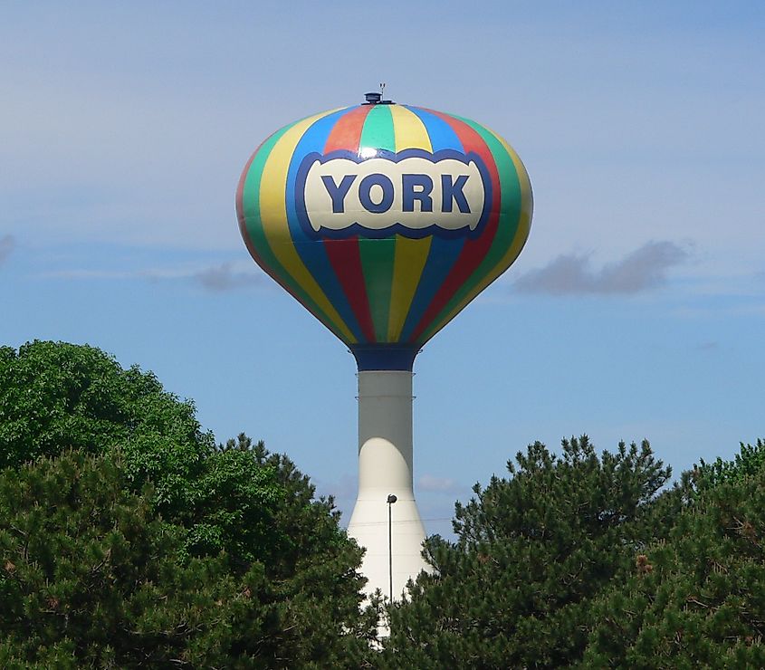 Water tower in York, Nebraska.