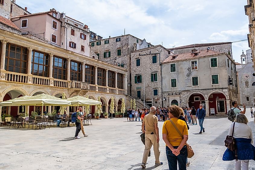 Historical square in Sibenik, Croatia