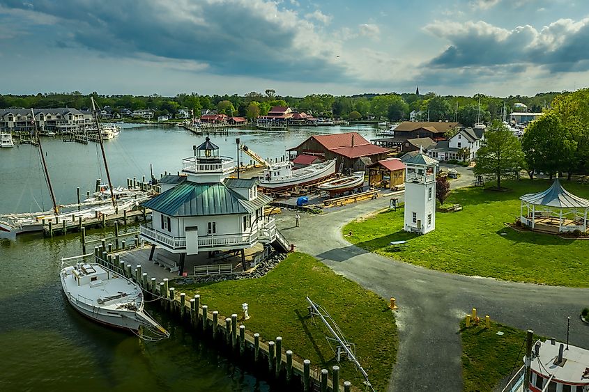 Shipyard and lighthouse in Saint Michaels, Maryland