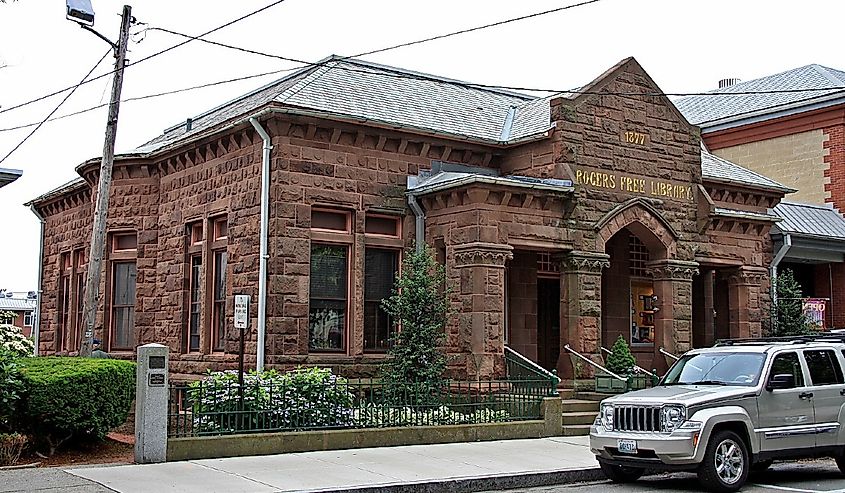 The Rogers Free Library is located in Bristol, Rhode Island.