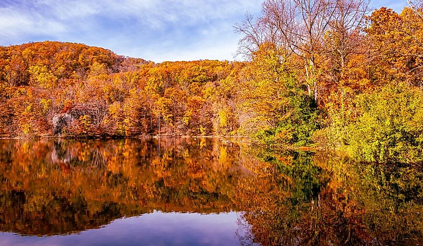 Bear Mountain State Park New York in autumn.