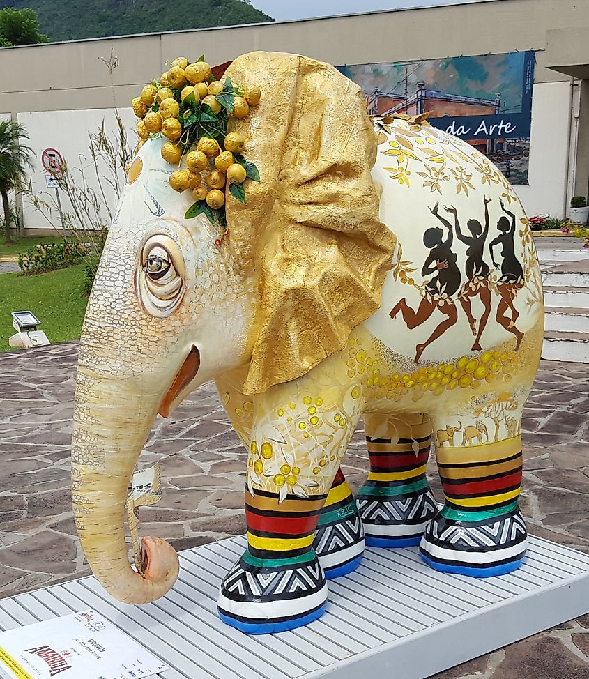 Elephant statue with Ubuntu imagery