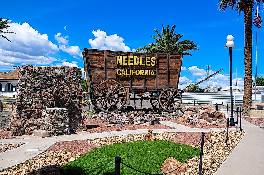 Welcome to Needles, California sculpture.