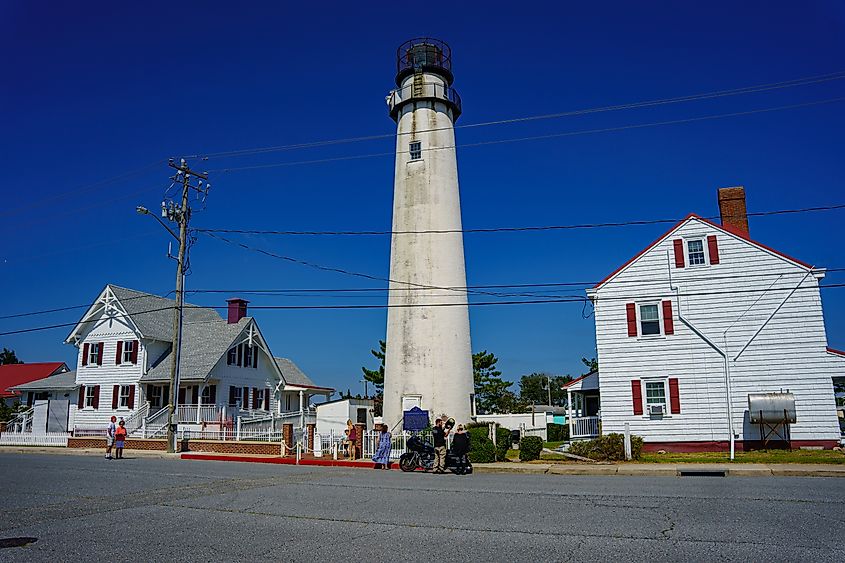 The Fenwick Island Lighthouse is in Delaware at the Maryland and Delaware Border along the Atlantic Coast