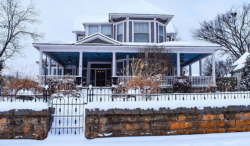 Historic home on Main Street Batesville, Arkansas in winter.