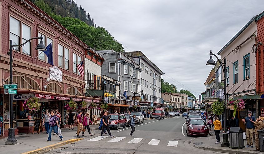 Downtown street in Juneau, Alaska.