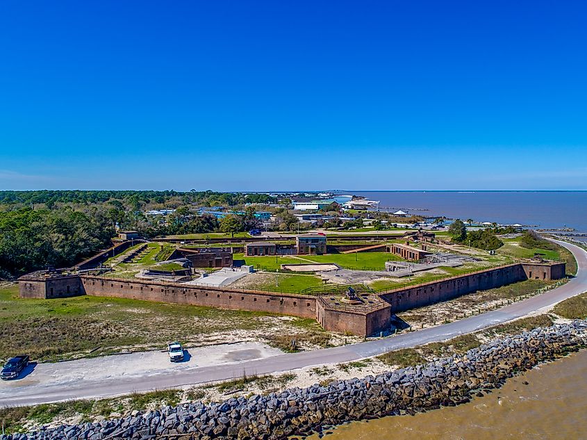 Aerial view of Fort Gaines in Dauphin Island, Alabama