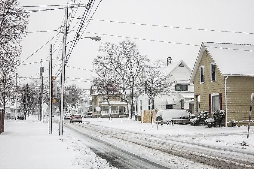 View after snow storm In Sandusky, Ohio.