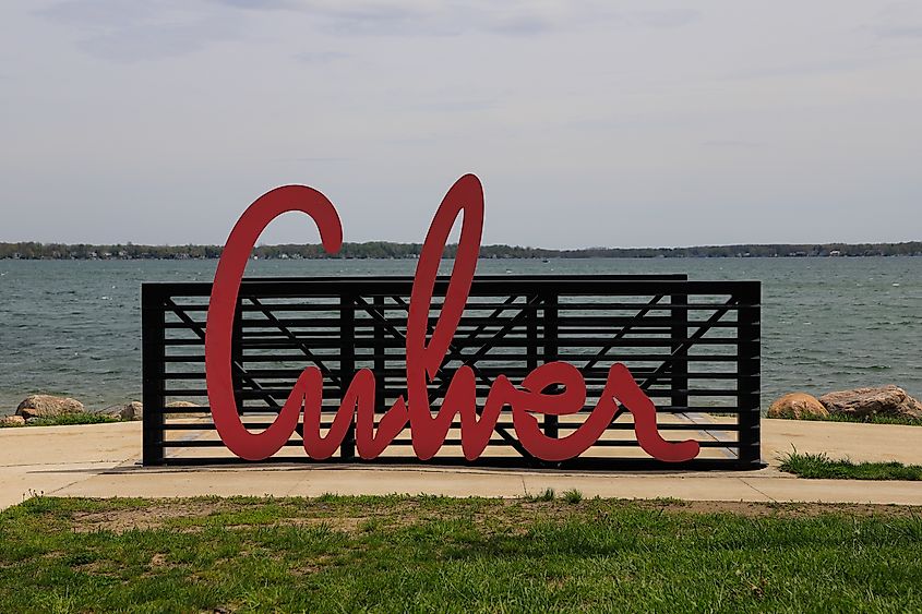 Sign announcing the name of Cuvier, Indiana