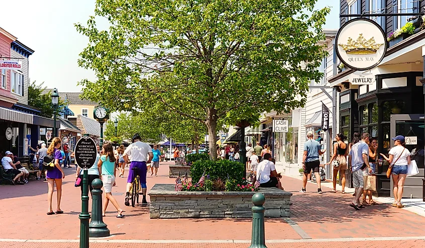 People shopping in Cape May, New Jersey.