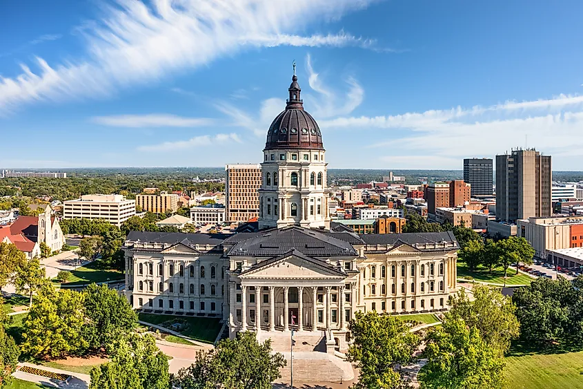 Aerial view of Kansas State Capitol, in Topeka