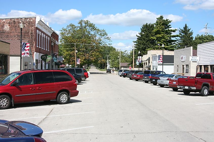 Looking on the main street of Winnebago.