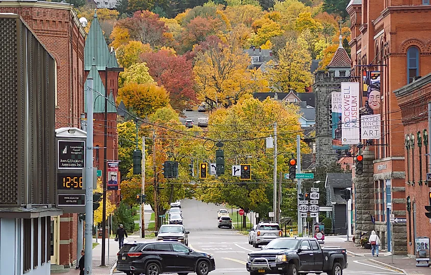 The charming town of Corning, New York, in fall.