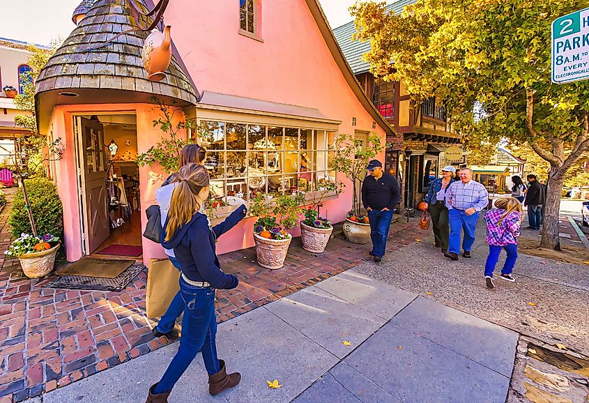 Shopping on Main Street in Carmel, United States.