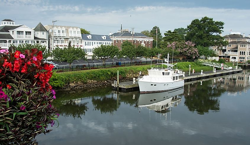 Downtown Lewes Deleware from bridge with canal