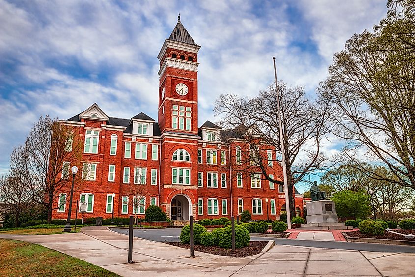 Tillman Hall at Clemson University in Clemson, South Carolina. Listed on the National Register of Historic Places.