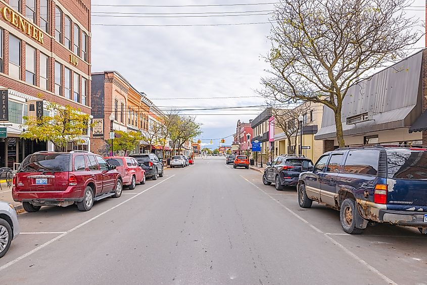 The old business district on 2nd Avenue in Alpena, Michigan.