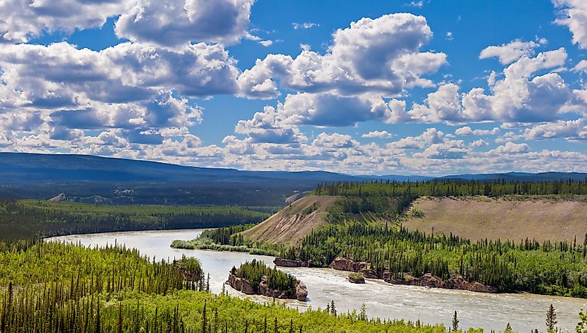 Five Finger Rapids on the Yukon River in Yukon, Canada.