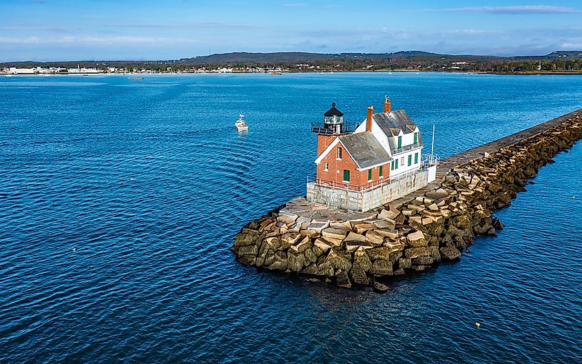 Rockland Breakwater Light in Rockland, Maine.