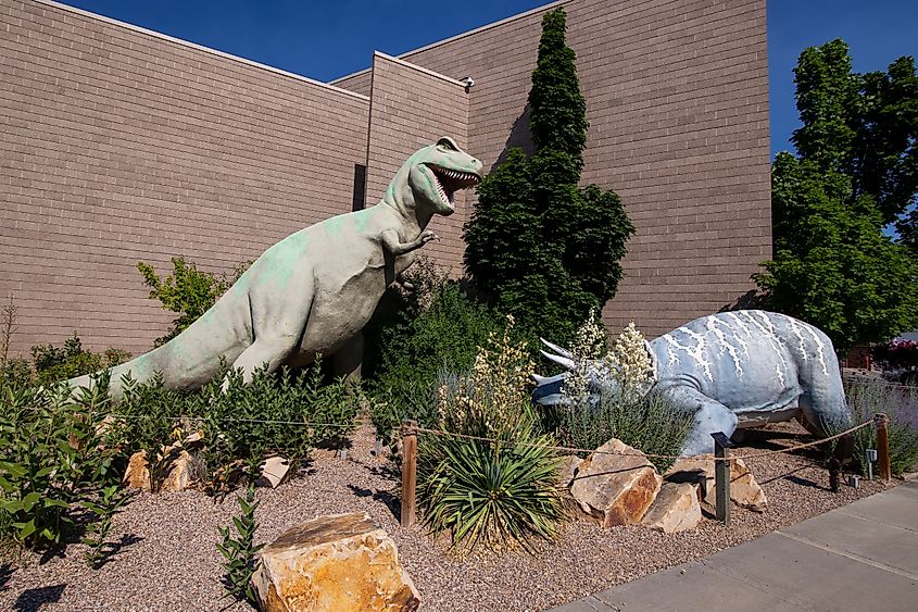 Dinosaur statues in a museum in Vernal, Utah.