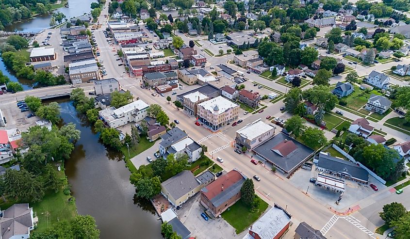 Overlooking downtown Mayville. Wisconsin.