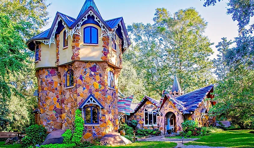 Close up of Mosher Castle in Fairhope, Alabama