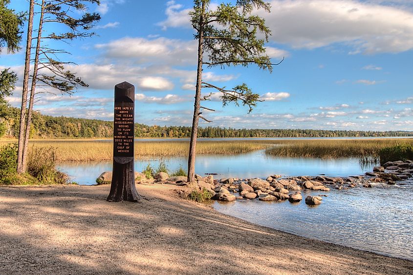 Itasca State Park contains the Headwaters of the Mississippi River and is located in northern Minnesota