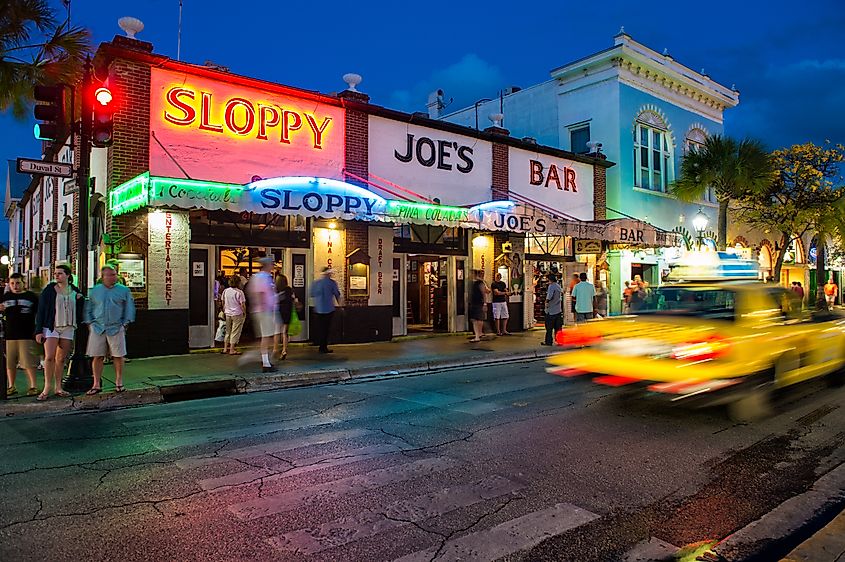 View of Slopppy Joe's Bar in Duval Street, Key West, Florida.