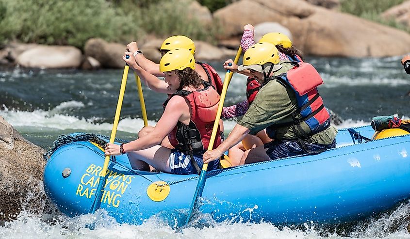 Rafting on the numbers section of the Arkansas River near Buena Vista, Colorado.