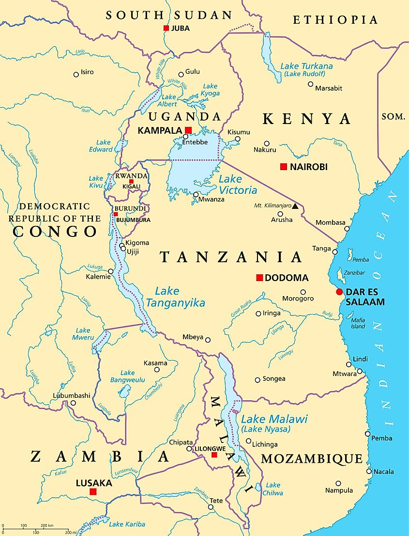 Lake Victoria On Africa Map Map Of Africa