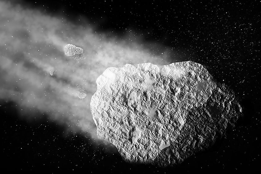 Asteroid flying through space