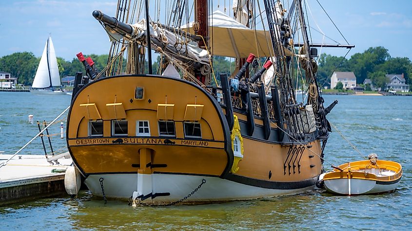 The Sultana, a reproduction of a Boston-built merchant vessel, in Oxford, Maryland