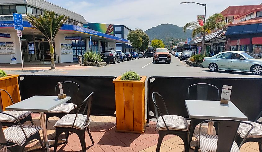 Morning atmosphere at a shopping center in Whangarei city center, Whangarei, New Zealand .