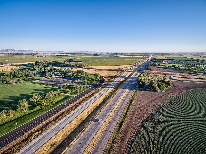 The I-25 freeway near Fort Collins in Colorado.