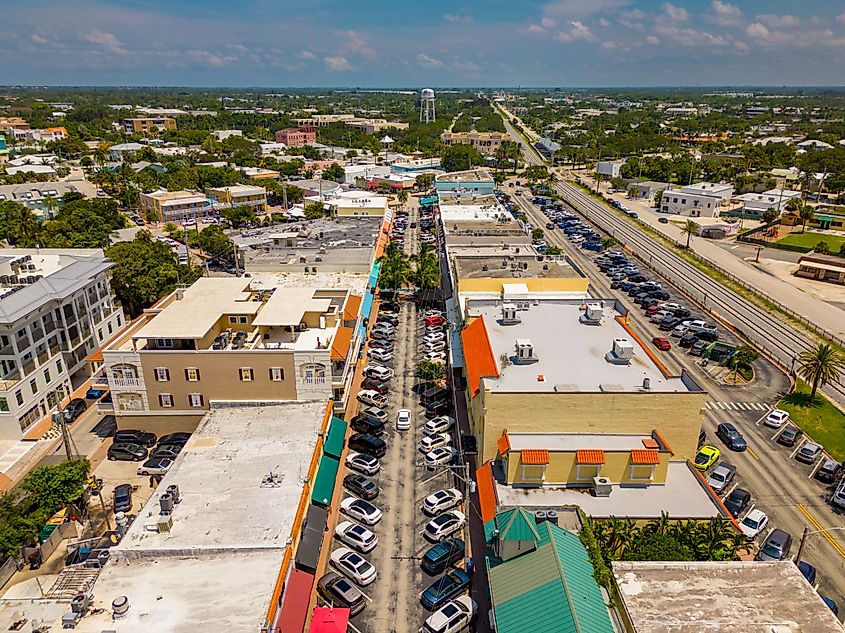 Aerial view of downtown Stuart in Florida.