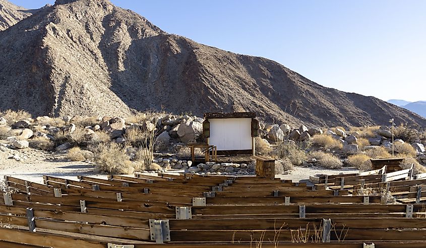 Palm Canyon Campground amphitheater in Anza Borrego State Park Wooden seating and stage