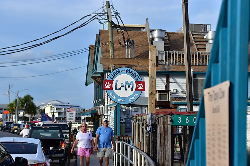 Downtown street in Cedar Key, Florida.