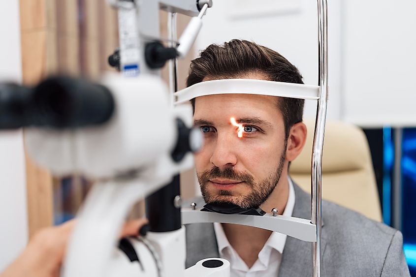 ophthalmologist testing a patient's eyesight