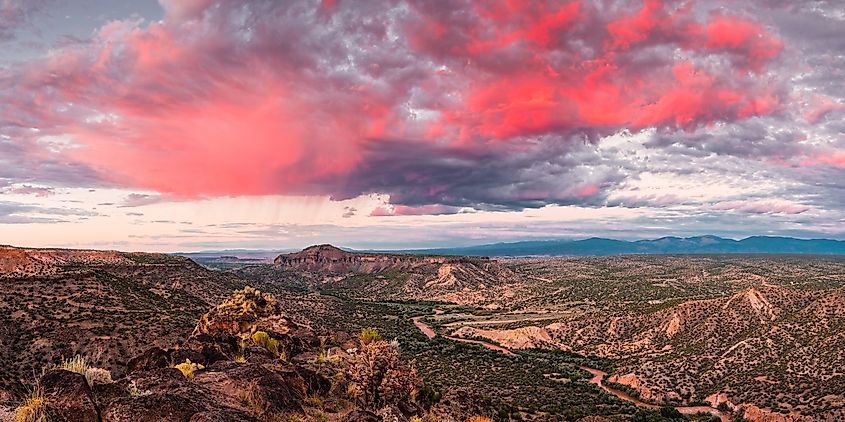 View of the Sangre de Cristo Mountains from White Rock Overlook near White Rock in New Mexico.