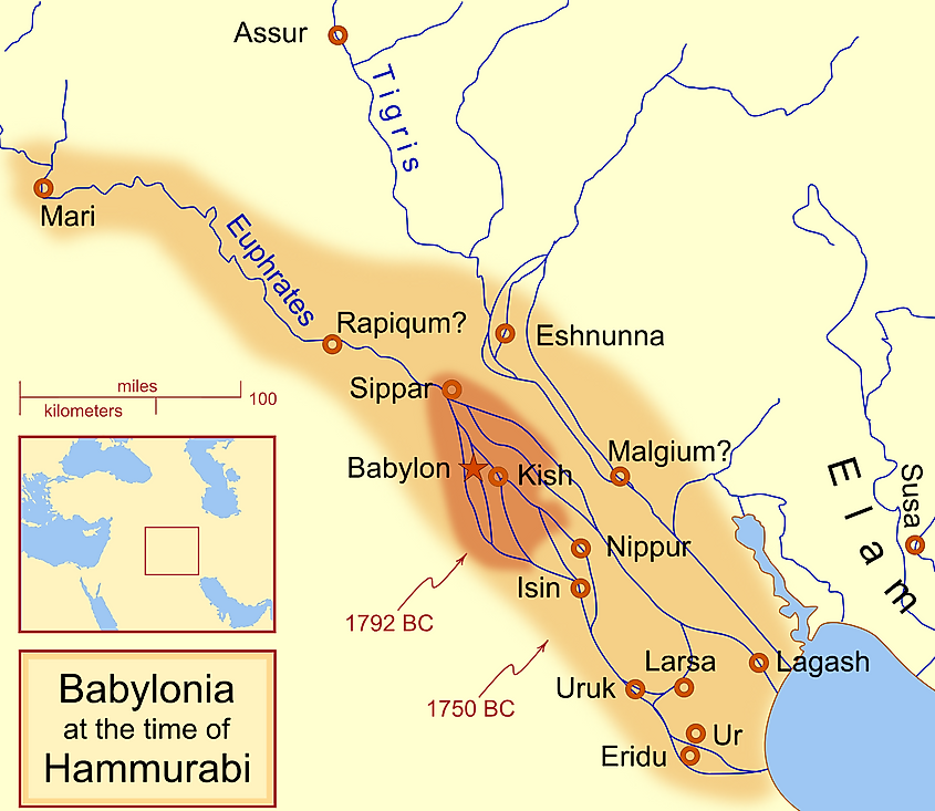 Map of Babylon under Hammurabi