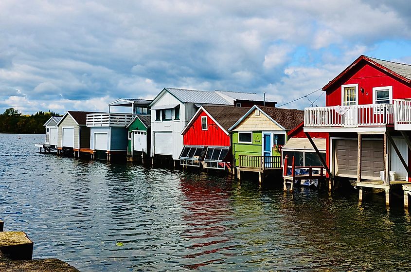 Lakeside buildings in Canandaigua, New York. 