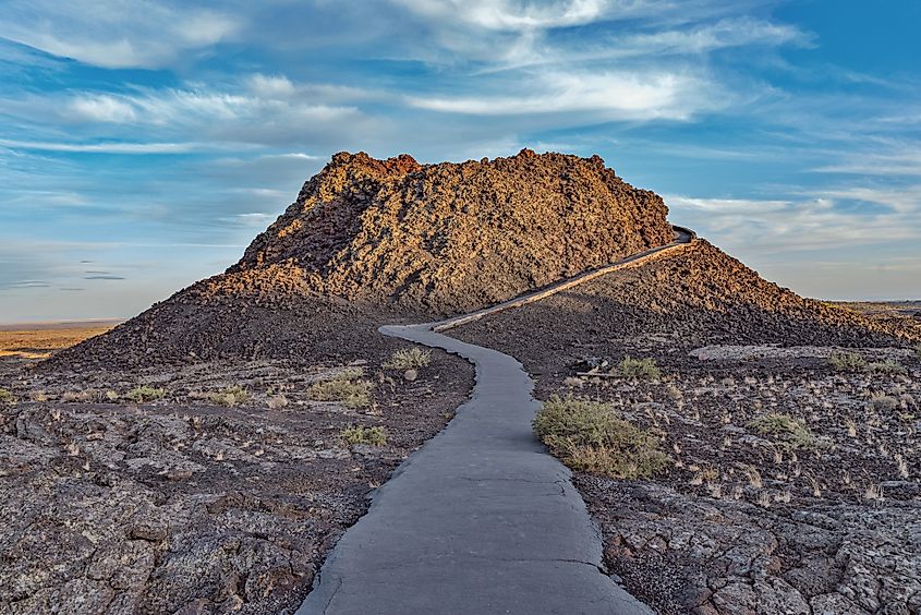 View of a path along the Craters of the Moon National Monument in Idaho.